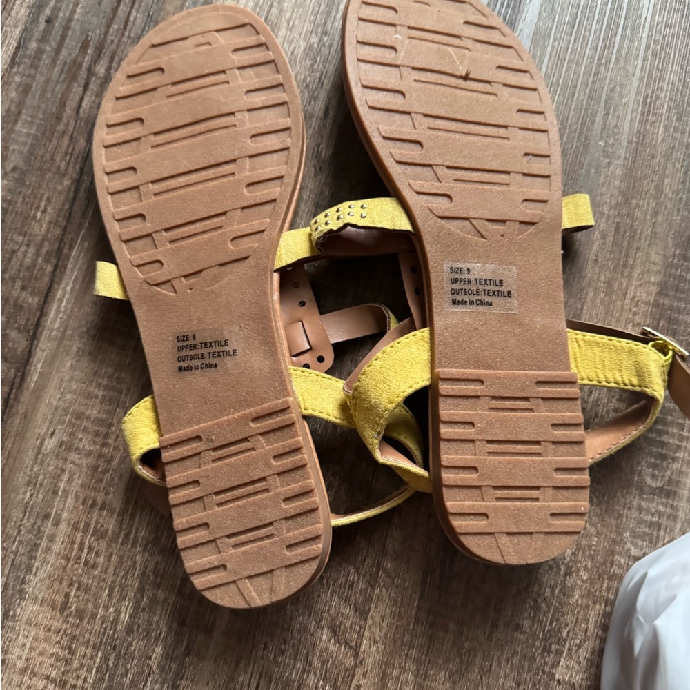 Yellow Strappy Sandals with Studs - Picture 2 of 2